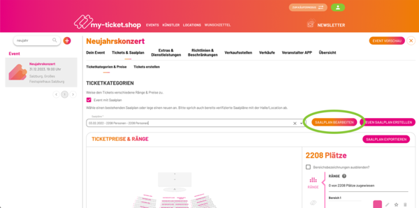 Bestehenden Saalplan bearbeiten